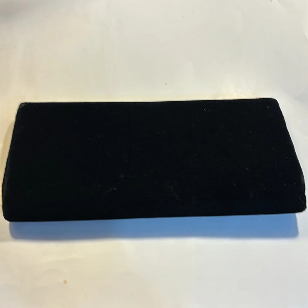 Victoria’s Secret black evening velour clutch black with gold and black inside